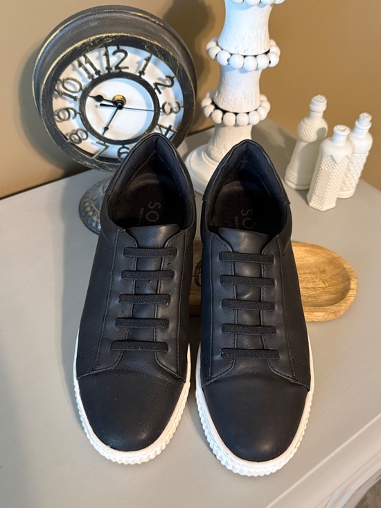 SOUL Naturalizer Shoes - SOUL Naturalizer Black Leather Sneakers with White Sole